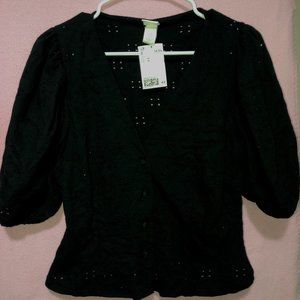 Puff Sleeve Black Top